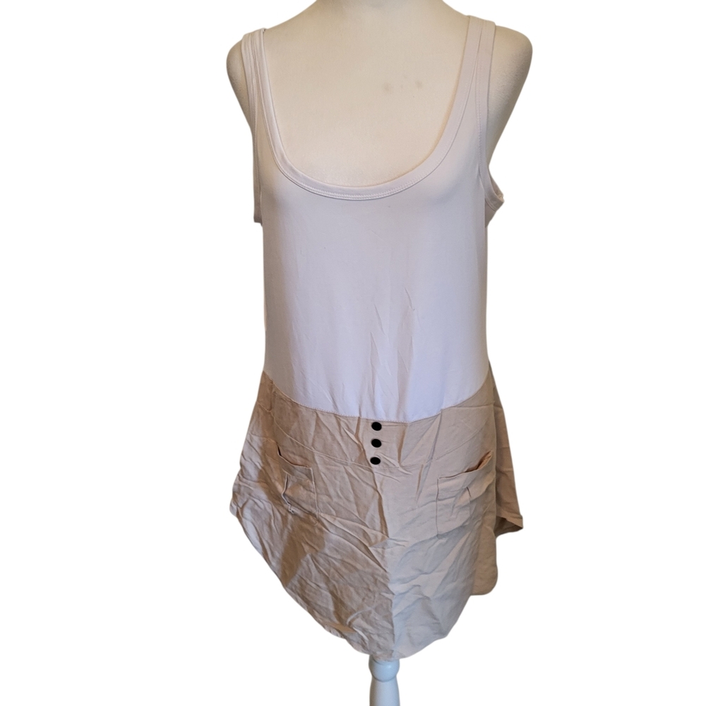 Mansie Plus Tank Dress White/Tan sz XXL